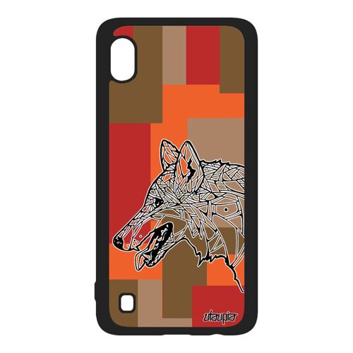 Coque Pour A10 Silicone Loup Dessin Azteque Tribal Mobile Homme Animaux Mechant Chien Husky Carré Case Ethnique Cube Samsung Galaxy