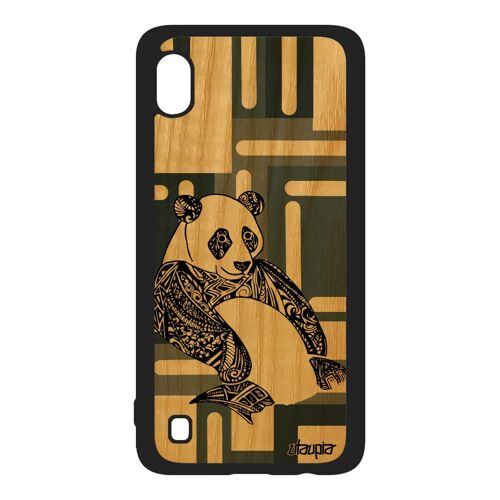 Coque A10 En Bois Silicone Panda Smartphone Dessin Azteque Tribal Antichoc Gris Case Cubique Homme Geometrique Bamboo Samsung Galaxy