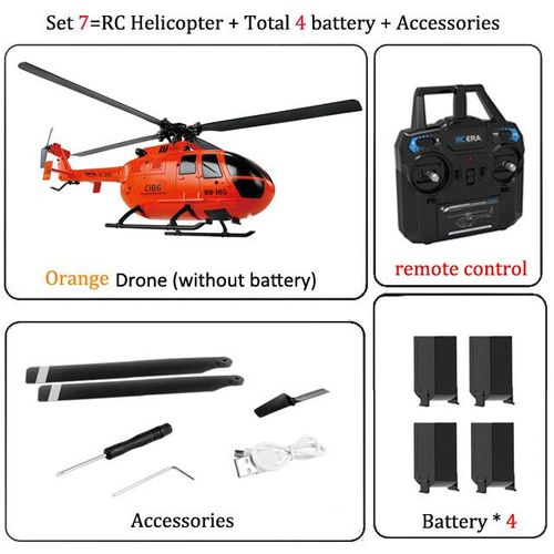 H¿¿Licopt¿¿Re C186 Rc 4 Propless2.4 G 4ch 6-Axis Pouvez-Vous Ro Altitude Hold B105 Flybarless Rc Drone Rtf Toy Drone Pour Mayor Inner Children - Type Set7