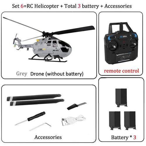H¿¿Licopt¿¿Re C186 Rc 4 Propless2.4 G 4ch 6-Axis Pouvez-Vous Ro Altitude Hold B105 Flybarless Rc Drone Rtf Toy Drone Pour Mayor Inner Children - Type Set6