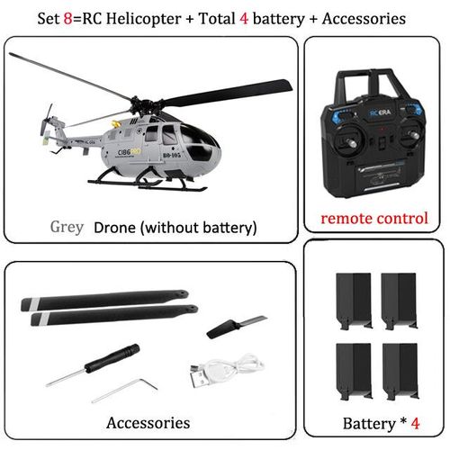 H¿¿Licopt¿¿Re C186 Rc 4 Propless2.4 G 4ch 6-Axis Pouvez-Vous Ro Altitude Hold B105 Flybarless Rc Drone Rtf Toy Drone Pour Mayor Inner Children - Type Set8