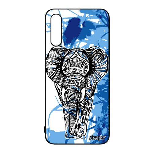 Coque Silicone Samsung A50 Elephant Coloré Fille Sagesse Antichoc Unique Fleur De Protection Ethnique Dessin Mobile Bleu Galaxy