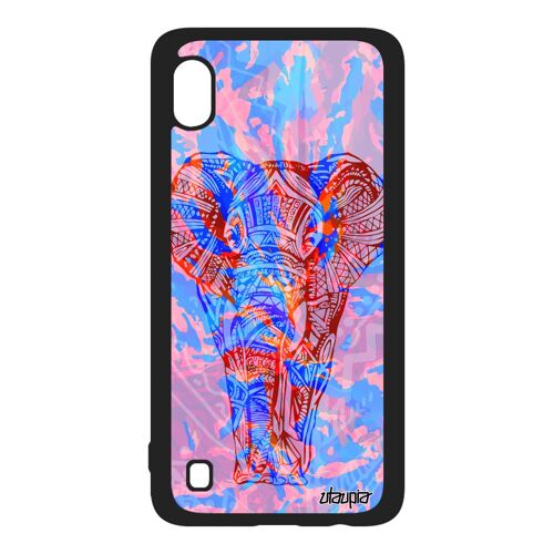 Coque Galaxy A10 silicone elephant etui pastel multicolore dessin solide savane Bleu d'asie TPU cadeau aluminium animaux zen Samsung