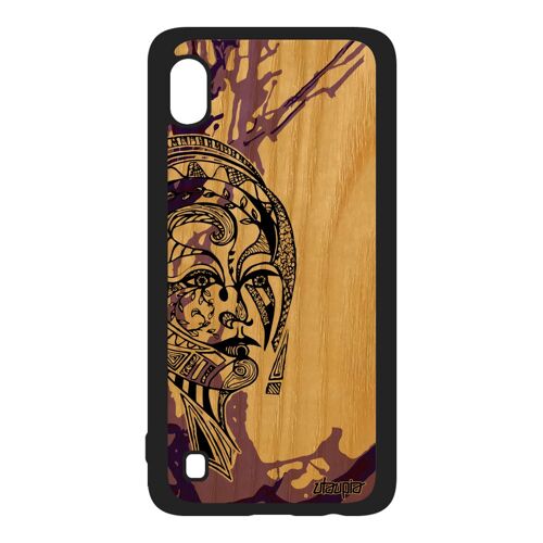 Coque Silicone Femme Antichoc Samsung Galaxy A10 En Bois Et Azteque Noir Tribal Art Fee Violet Couleur 4g Tpu Pas Cher Animal Dessin