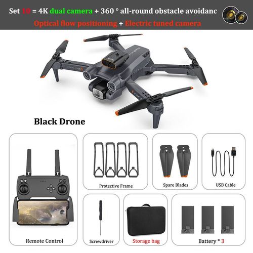 Mini Drone P12",Photographie Professionnelle,Cam¿¿Ra 4k,Avec 360 ¡Ã Tout Autour,¿¿Vitement D'obstacles,Flux Optique,Localisation,"Quadrirotor Rc - Type Set10