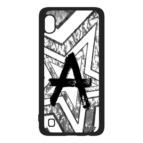 Coque silicone A10 anarchie Blanc communiste portable noir justice symbole rebel signe philosophie unique graphique Samsung galaxy