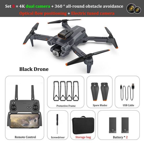 Mini Drone P12",Photographie Professionnelle,Cam¿¿Ra 4k,Avec 360 ¡Ã Tout Autour,¿¿Vitement D'obstacles,Flux Optique,Localisation,"Quadrirotor Rc - Type Set8