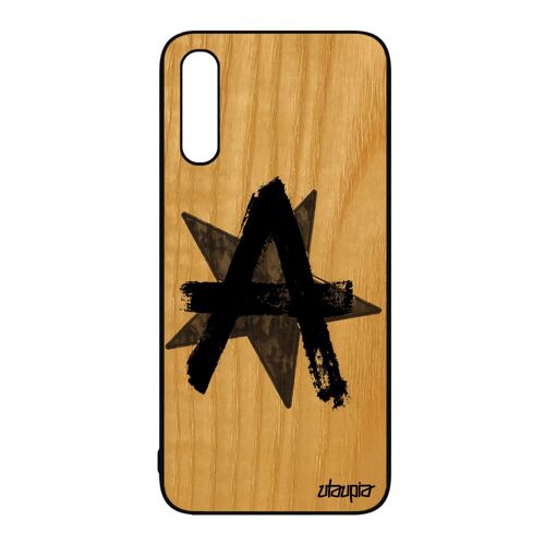 Coque Anarchie Pour Galaxy A50 En Bois Silicone Graff Peinture Signe Rock Antichoc Revolution Symbole Etoile Urbain Etui Tpu Samsung