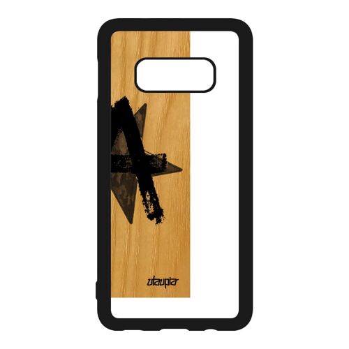 Coque anarchie telephone pour Samsung S10e bois silicone smartphone logo Gris symbole Homme rock urbain revolution signe punk galaxy