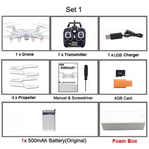 D'origine Syma X5c/X5c-1 Explorateurs Drone 2.4g 4ch 6 Axes Gyro Rc Quadcopter Avec 2.0mp Hd Cam¿¿Ra Rtf H¿¿Licopt¿¿Re Rc Pour Enfants Jouets - Type Set1