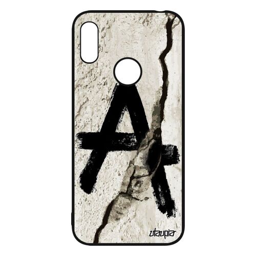 Coque Y6 2019 Silicone Anarchie Gel Bumper Realiste Peinture Idéologie Graffeur Rebelle Revolte Urbain Mobile Telephone Noir Huawei