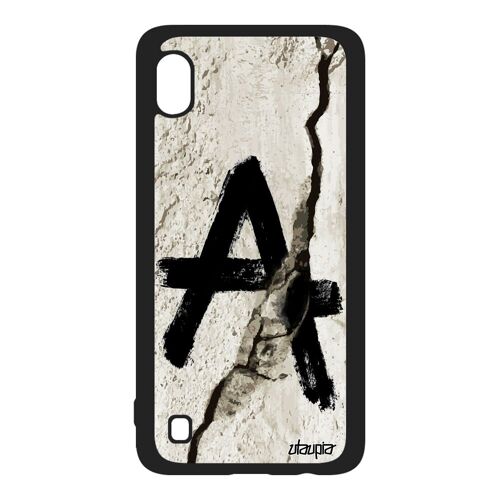 Coque anarchie pour Samsung Galaxy A10 silicone unique housse expression punk realiste mur revolte tag peinture graffiti Noir cassé