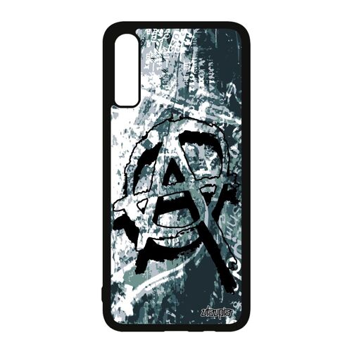 Coque anarchie pour Samsung A70 silicone street art artiste punk noir cadeau de noel tattoo anarchy souple tag made in France galaxy