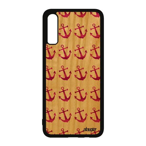Coque ancre Samsung A70 en bois silicone portable artistique capitaine marinière antichoc femme cadeau de noel de bateau Rose galaxy