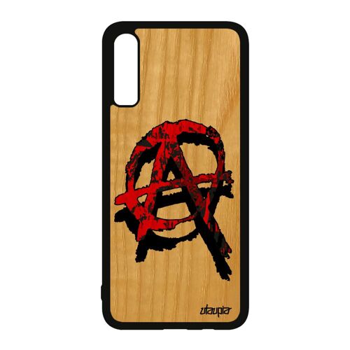 Coque Samsung Galaxy A70 Bois Silicone Anarchie Antichoc Punk Revolution Hardrock Gothique Cadeau D'anniversaire Anarchiste Design