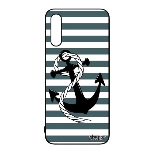Coque Samsung A50 Silicone Ancre Marin Portable De Bateau Antichoc Gris Marine 4g Rayé Ligne Marinière Rayure Made In France Galaxy