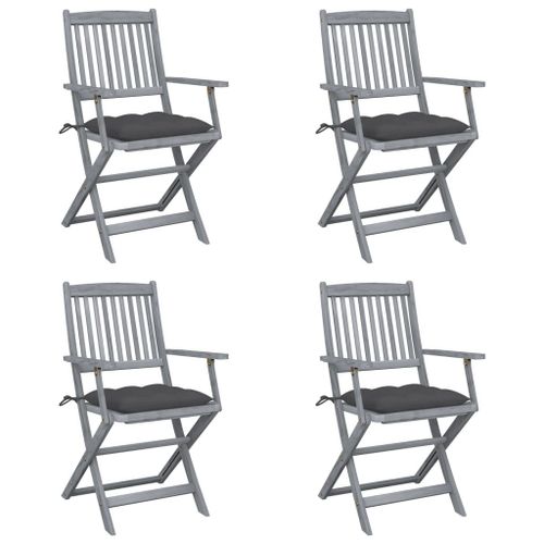 Vidaxl Chaises Pliables D'extérieur Lot De 4 Et Coussins Bois D'acacia
