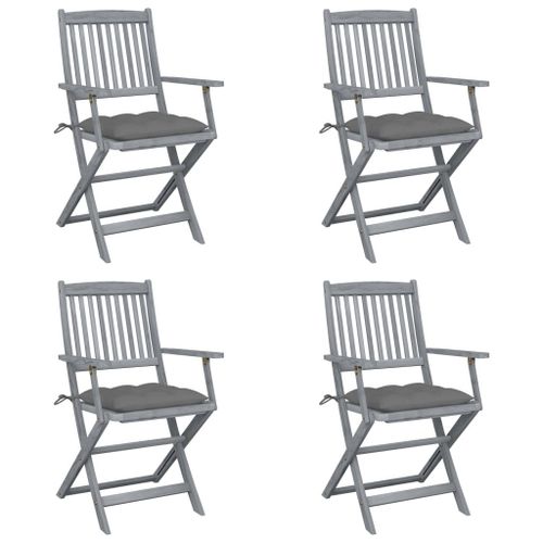 Vidaxl Chaises Pliables D'extérieur Lot De 4 Et Coussins Bois D'acacia