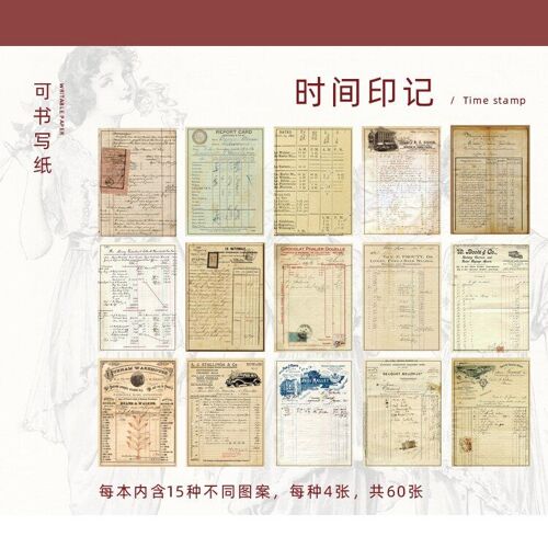 Autocollants Séries Livre De Temps Rétro, Étiquette Scrapbooking Décorative, Bâton, Papeterie Pour Album Journal Intime, Matériel Livre, 60 Pièces