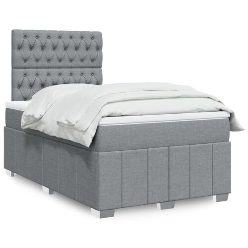 vidaXL Sommier à lattes de lit et matelas gris clair 120x190 cm tissu