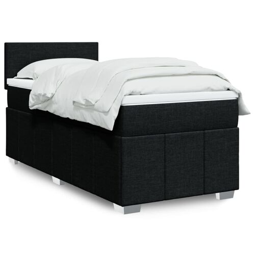 vidaXL Sommier à lattes de lit et matelas Noir 80x200 cm Tissu