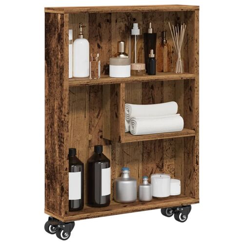 vidaXL Chariot de rangement étroit vieux bois bois d'ingénierie