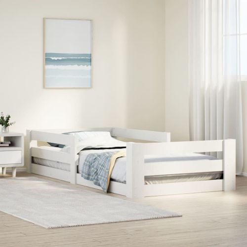 Vidaxl Cadre De Lit Sans Matelas Blanc 90x200 Cm Bois De Pin Massif