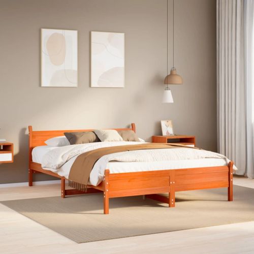 Vidaxl Cadre De Lit Sans Matelas Cire Marron 120x190cm Bois Pin Massif