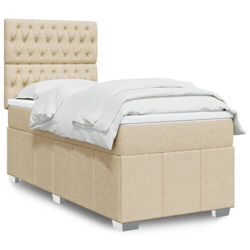vidaXL Sommier à lattes de lit et matelas Crème 90x190 cm Tissu