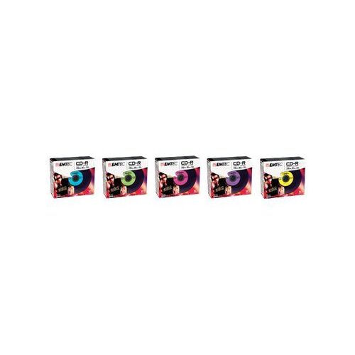 EMTEC Vinyl Look - 10 x CD-R - 700 Mo (80 min) 52x - bleu, vert, rose, jaune, violet - boîtier CD étroit