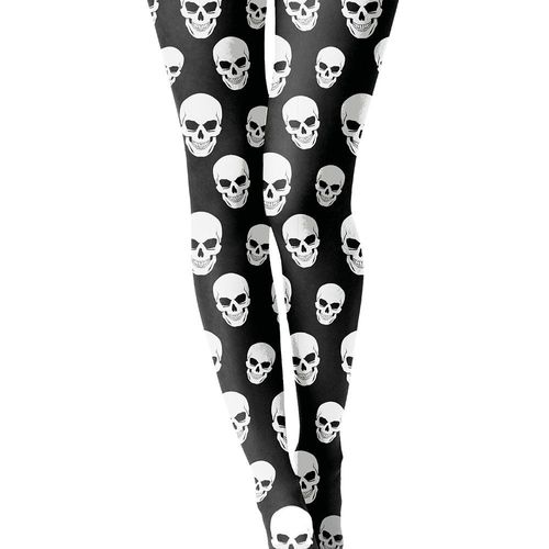 Paire De Collants Opaques Noir Têtes De Mort Femme