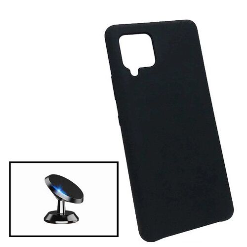 Kit Support Magnétique De Voiture + Coque Silicone Liquide Pour Samsung Galaxy M12