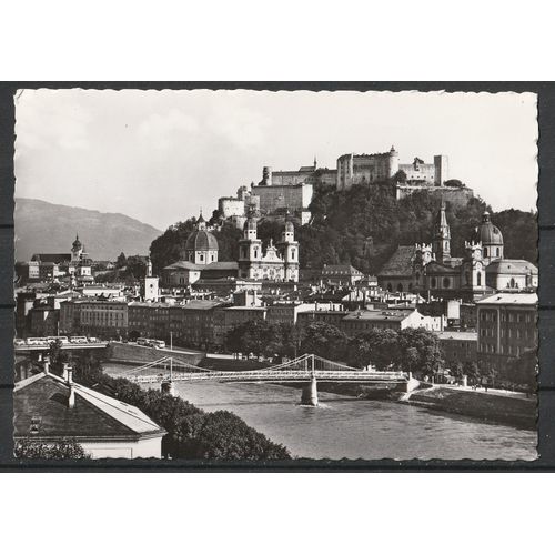 Carte Postale Autriche. Salzburg, Vue Sur La Forteresse Et La Rivière La Salzach En Bas. Non Écrite, Années 50.