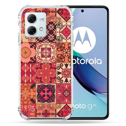 Coque Renforcée Pour Motorola G84 5g Texture Carreau Ciment Rouge