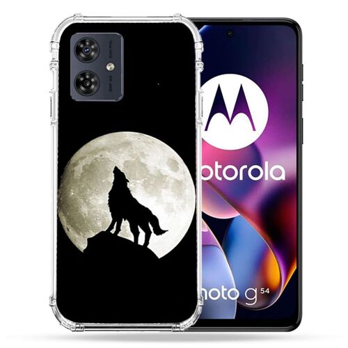Coque Renforcée Pour Motorola G54 5g Animal Loup Noir