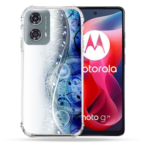 Coque Renforcée Pour Motorola G24 4g Musique Partition Vague