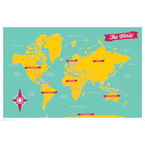 Carte Du Monde -  - Affiche / Poster Envoi En Tube
