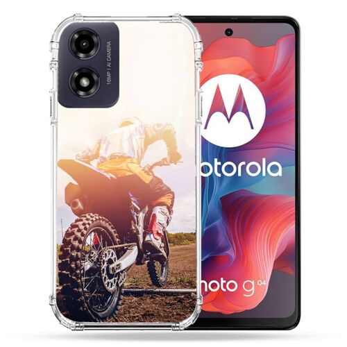 Coque Renforcée Pour Motorola G04 4g Moto Cross Soleil