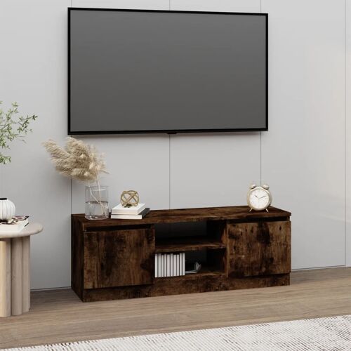 Prolenta Premium - Meuble TV avec porte Chêne fumé 102x30x36 cm