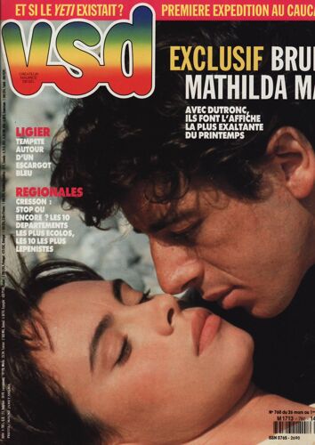 Vsd / 26-03-1992 N°760 : Patrick Bruel / Mathilda May / Jacques Dutronc (7p) - Jeremy Irons (1,5p)