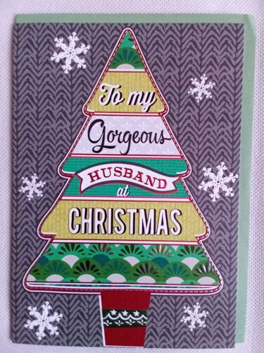 Carte De Voeux - Noël Pour Son Mari - Carte Double, Impression En 3d + Enveloppe (Laura Darrington Design, Fabriquée En Angleterre, Époux, Couple)