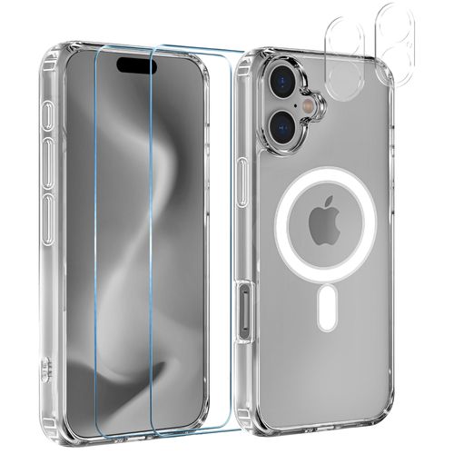 Coque Pour Iphone 16 Et 2 Verres Trempé Écran Et 2 Protections Caméra - Cercle Magnétique Intégré Phonillico®