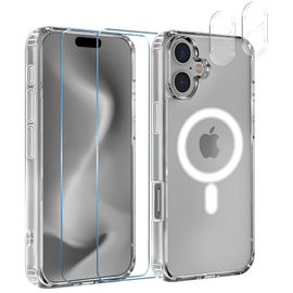 Coque Pour Iphone 16 Et 2 Verres Trempé Écran Et 2 Protections Caméra - Cercle Magnétique Intégré Phonillico®