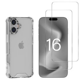 Coque Antichoc Pour Iphone 16 Et 2 Verres Trempé Film Protection Ecran Phonillico®