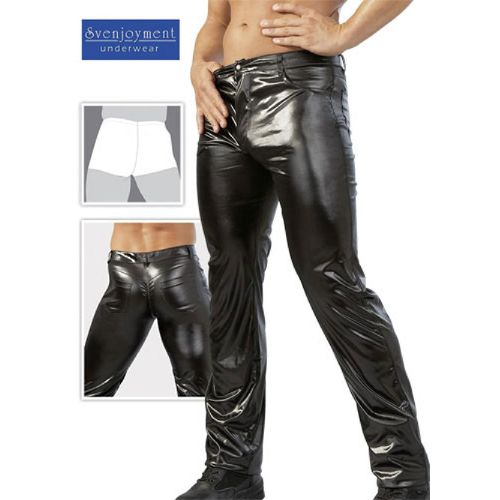 Pantalon Noir Coupe Jean Effet Mouille Xl