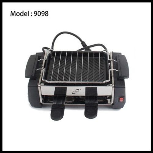 Grill à raclette électrique antiadhésif pour 2 couples,barbecue sans fumée,poêle à raclette,plaque de cuisson,famille,1000W - Type black #B