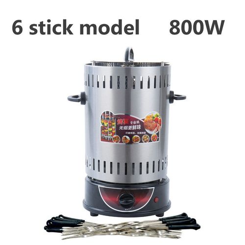 KYI-Gril électrique rotatif automatique sans fumée,gril vertical,outils de synchronisation,modules de barbecue au mouton,machine à wers,6 bâtons,8/10 bâtons,toxique - Type 6 stick timing knob