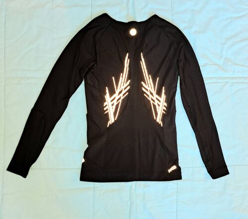 T-Shirt Skins M Manches Longues Trail Running Cyclisme Femme Neige Sous Pull Sweat Fin Mais Chaud Technique Top Stretch - Ailes Or Dans Le Dos Ange