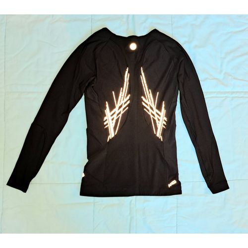 T-Shirt Skins M Manches Longues Trail Running Cyclisme Femme Neige Sous Pull Sweat Fin Mais Chaud Technique Top Stretch - Ailes Or Dans Le Dos Ange