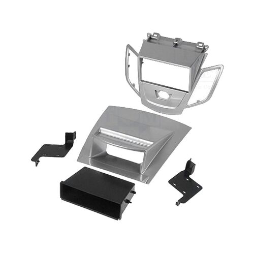 Kit Facade Autoradio Fa277d Ford Fiesta Ap09 Compatible Avec Voiture Avec Ecran - Vide Poche - Argent